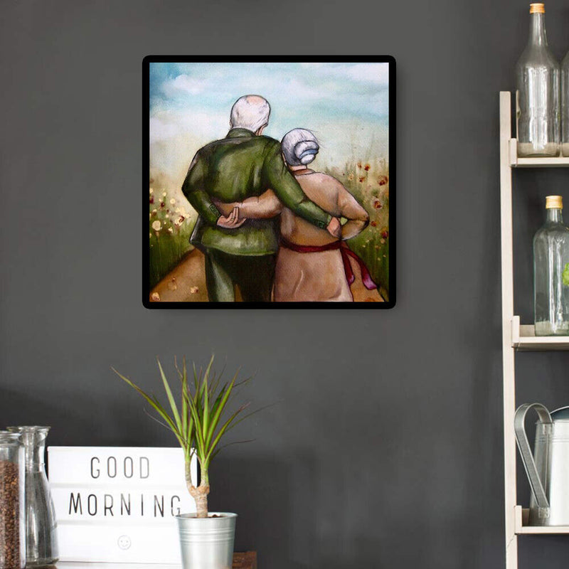 Back View of Old Couple Oil Paint By Numbers Kits DIY Wall Art Craft Gifts