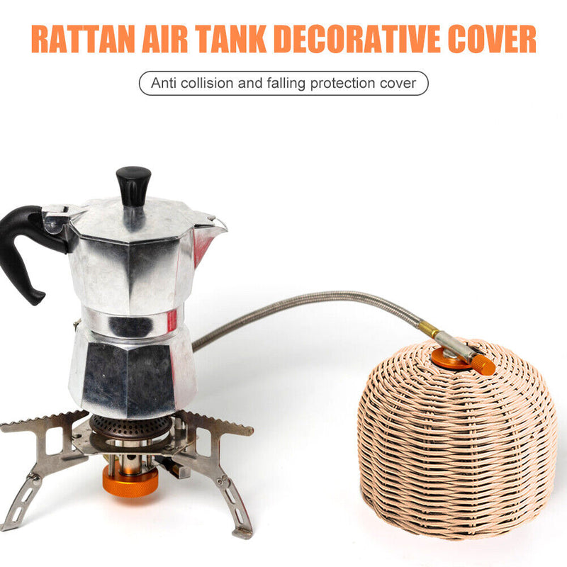 Cooking Gas Cylinder Cover Rattan Gas Tank Storage Case for Outdoor Camp Hiking