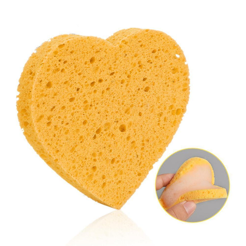 Heart Shaped Wood Pulp Cotton Face Wash Cleansing Sponge Soft Cosmetic Puff
