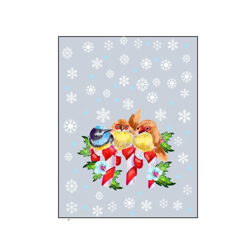 Christmas Cartoon Bird Snowflake Window Glass Stickers Home Mirror Stickers~