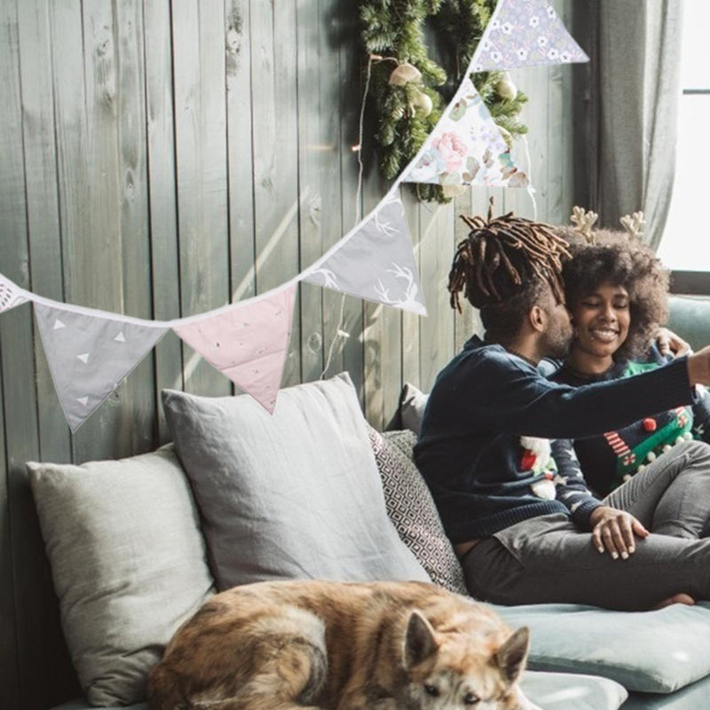 12 Flags Bunting Banners Triangular Flags Pennant Wedding Party Home Decora