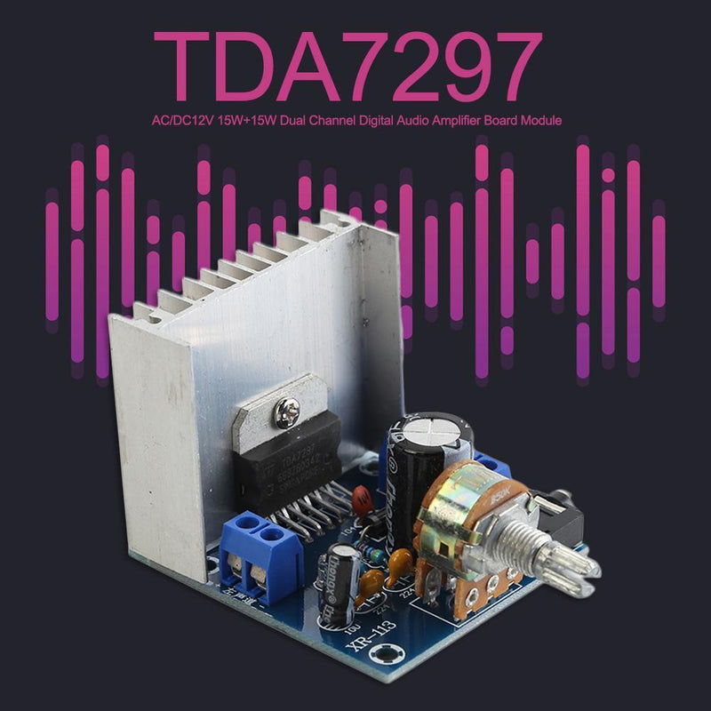 AC/DC12V TDA7297 2x15W Digital Audio Power Amplifier DIY Kit Dual Channel Module
