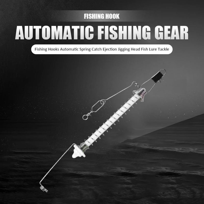 Fishing Hooks Automatic Spring Catch Ejection Jig Head Lure Tackle (White)