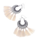 Fashion Retro Bohemian National Style Tassel Earrings(Creamy White)
