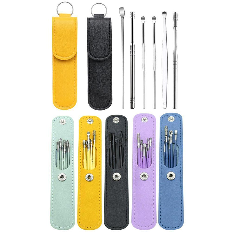6pcs Ear Wax Picker Kit Health Care Curette Earpick Household Tool (Yellow)