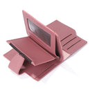 Women Retro Simple Bifold PU Leather Wallet Hasp Zipper Short Card Storage Case
