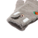 Fluff Gloves Half Finger Mittens Cartoon Animal Pattern Winter Fluffy Knitted