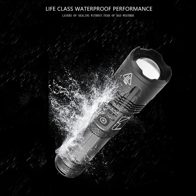 Aluminum Alloy LED Telescope Zoom Flashlight, 5 Modes, Waterproof Hand