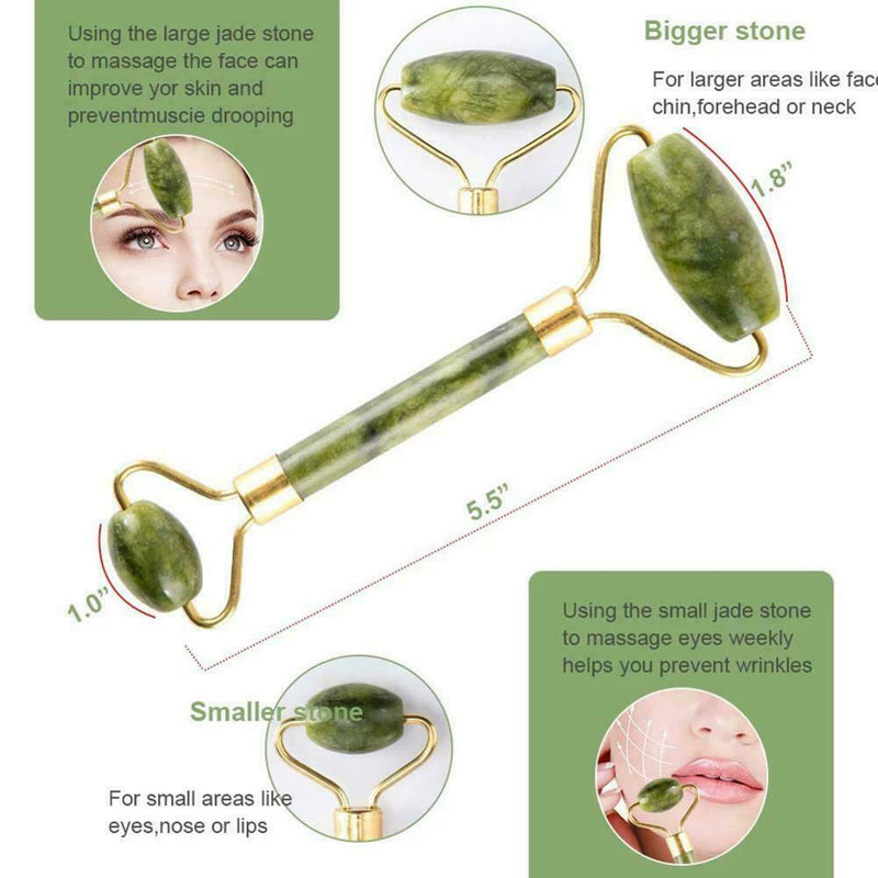 Face Neck Massage Kit Jade Roller & Scraper Set Anti Ageing Massager F3T2