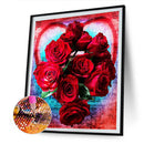 5D DIY Full Drill Round Shape Red Rose Rhinestone Diamond Drawing for Bedro