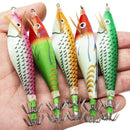 8cm Luminous Wood Shrimp Bait Squid Jigs Hook Fishing Lures (Red + Green)