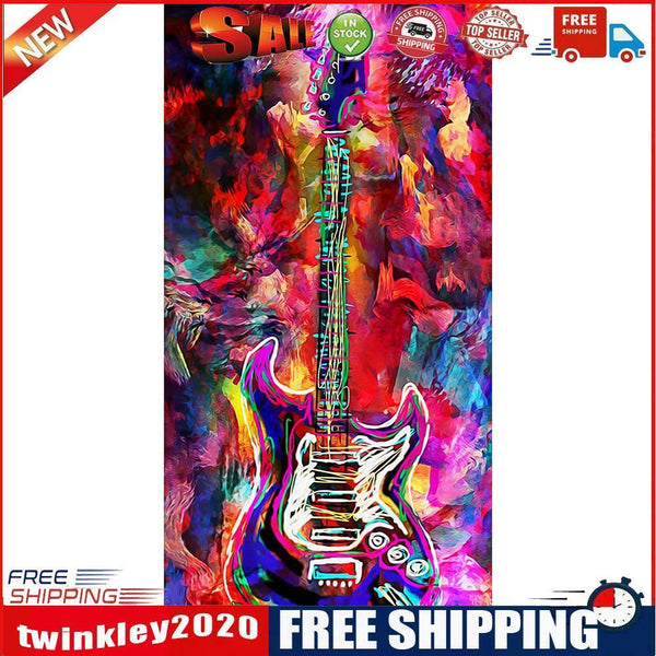 Abstract Guitar Oil Paint By Numbers Kit DIY Handpainted on Canvas Wall Art