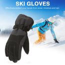 2pcs Kid Winter Thickened Warm Ski Gloves Waterproof Mittens (Black 7-12Y)