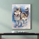 Full Diamond Ornaments 5D Round Drill Kit Snowflake Wolves DIY Painting
