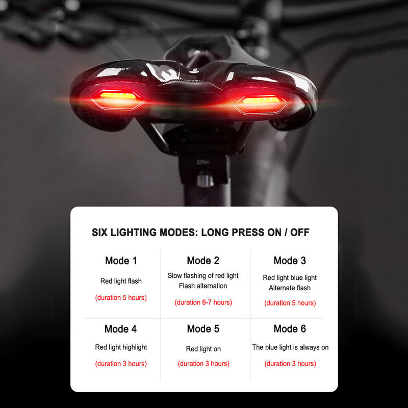 Bicycle Saddle with USB Charging Rear Light MTB Road Bike Lights Seat Cushion