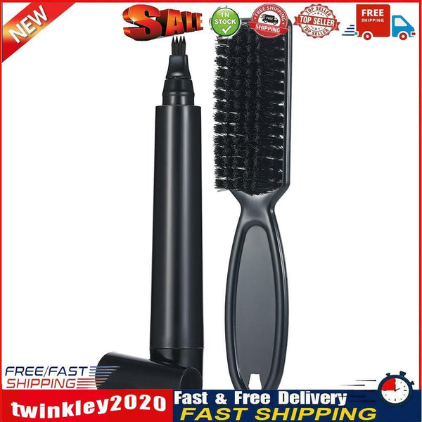 Beard Pen Filler Pen Brush Mustache Beard Shape Regrowth Enhancer (Black) Newly