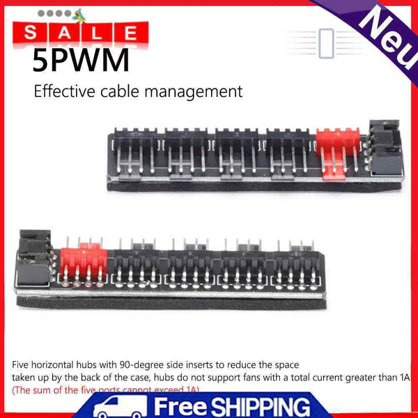 1-5 Computer Enclosure Fan Hub Intelligent Temperature Control with PWM Cable