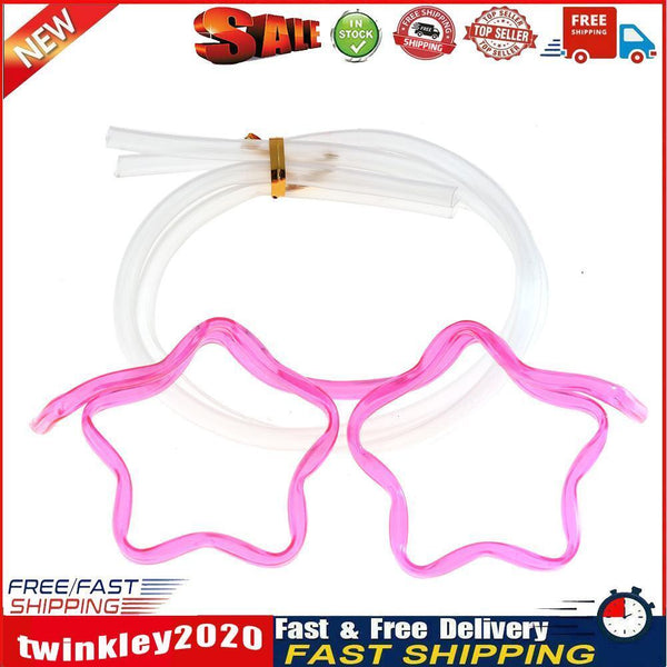 Creative Flexible Soft Plastic Glasses Straw Kid Party Drinking Tube (A) Newly