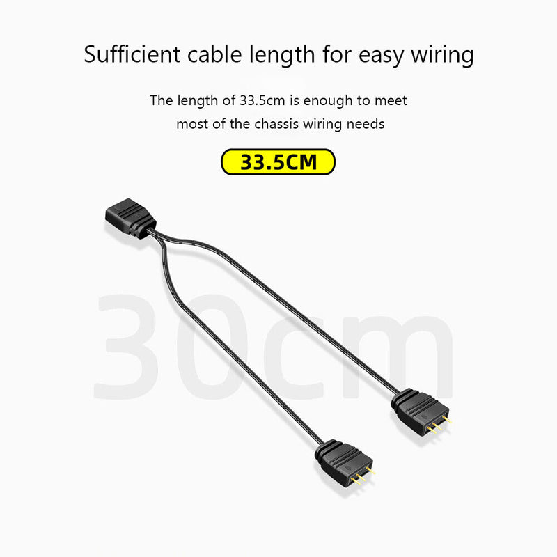 COOLMOON 5V 3Pin HUB Splitter Cable Extension Cord for Mainboard (1 to 2) Newly