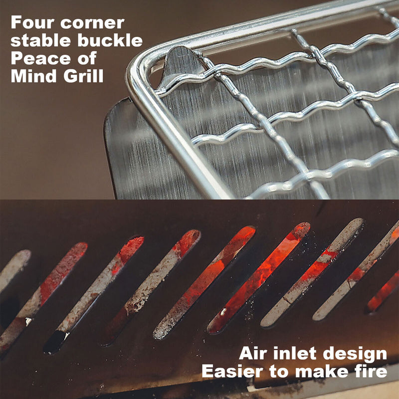 Stainless Steel Camping Grill Mini Cooker with Air Inlet Design for Strong Fire
