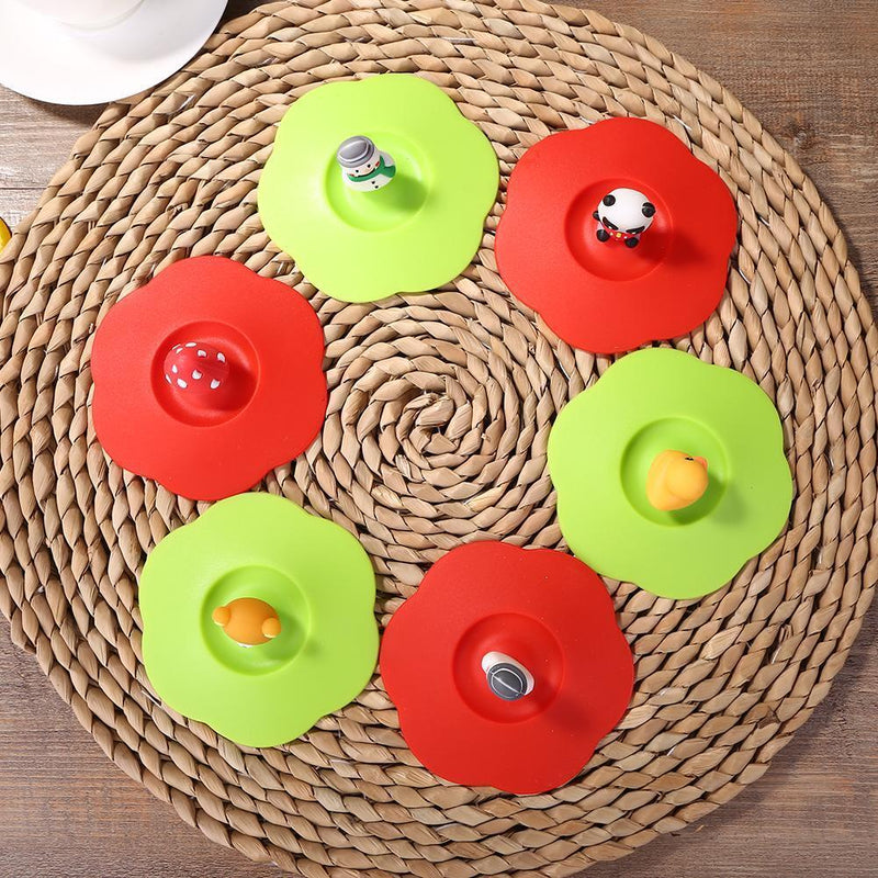 10pcs Torx Silicone Cup Cover Heat-resistant Reusable Cartoon(Red Panda)