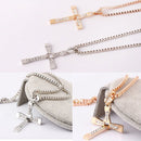 Boys Fashion Stainless Steel Gift Brave Pendant Cross Crystal Chain Necklace