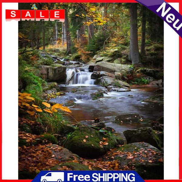 Handpainted DIY Forest Scenery Oil Paint by Numbers Kit Pictures Draw Craft Gift