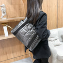 Fashion Checkered Quilted Pure Color Shoulder Bag Women Casual Nylon Handbags