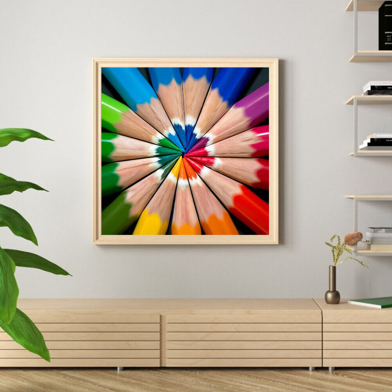 5D DIY colorful pencil round diamond painting E753