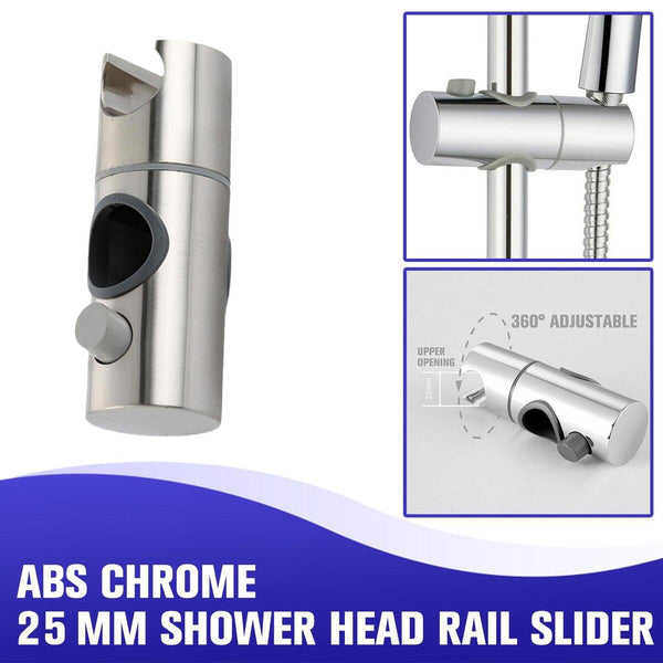 25mm Shower Head Holder Rail Slider Bracket Kit Tool Chrome Adjustable Bathroom: