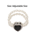 Crystal Double Layer Heart-shaped Aadjustable Jewelry Popular Accessories Ring