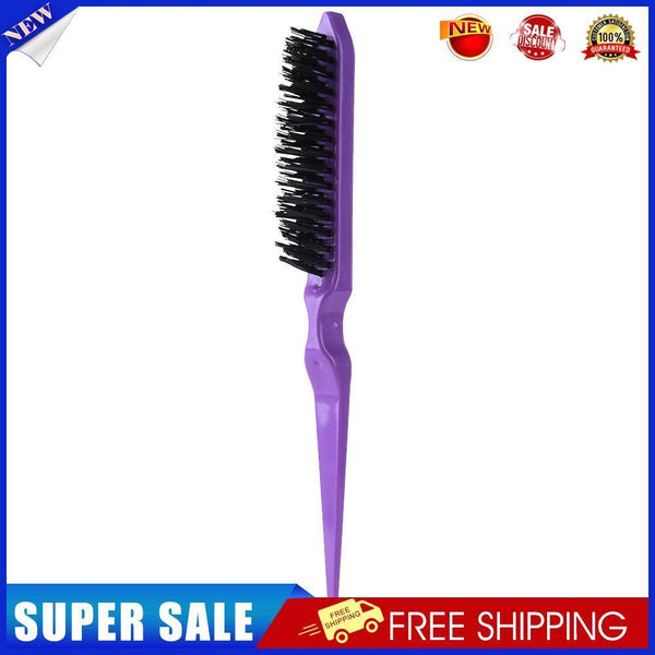 Boar Bristle Comb with Pointed Tail Wooden Handle Dyeing Comb (Purple)