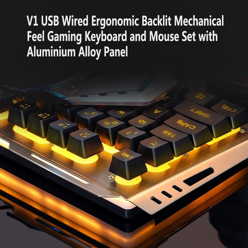 V1 USB Cable Ergonomic Illuminated Mechanical Feel Gaming Keyboard Mouse Se