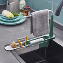 Telescopic Sink Holder-Expandable Storage Drain Basket with Dish Cloth Hanger