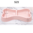Pet Drinking Cat Puppy Bone Shape Pet Double Bowls Cat Bowls Food Water Feeder