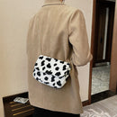 Autumn Plush Shoulder Purse Retro Women Animal Messenger Chain Bag (Cow)