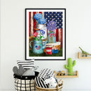 5D Diamond Painting Kit DIY flag and flowers Full Round Drill Mosaic Picture