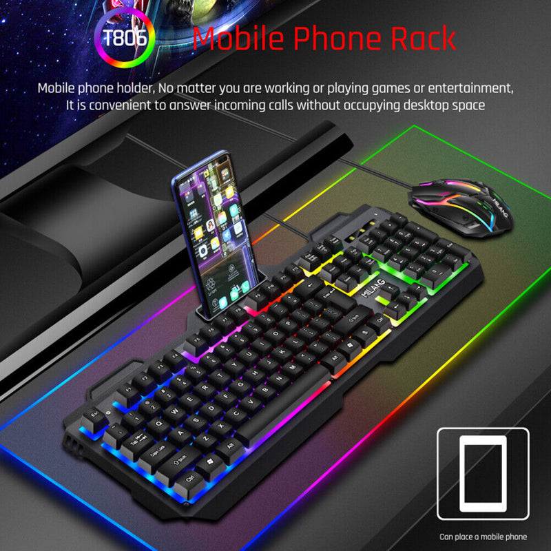 #A Practical Waterproof USB Wired Gaming Keyboard + Mouse Combos Backlit Keycaps
