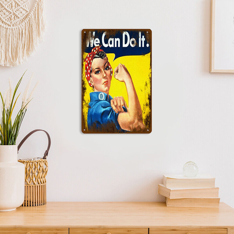 Wall Mounted Fitness Girl Metal Signs Retro Pub Bar Door Hanging Rectangle Sheet