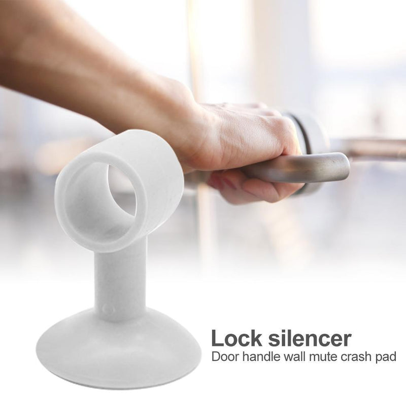 2pcs Anti-collision Doorknob Wall Crash Pad Door Handle Silencer (White) Newly