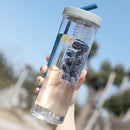 Plastic Water Bottle Straws Portable Tea Outdoor Travel Mug (Light Grey) Newly