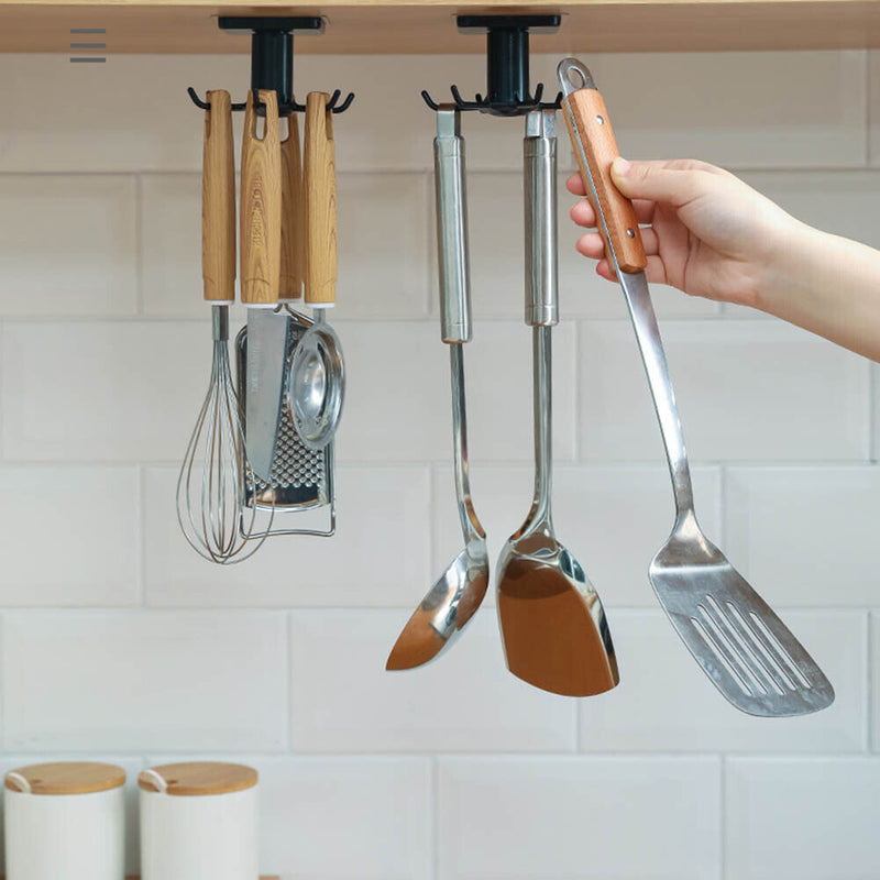 360 Degrees Rotation Hook Household Kitchen Hanging Storage Holders Organizer
