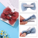 Girls Lovely Pin Barrettes Duckbill Clip Girls Hair Clips Net Yarn Bow Hairpins