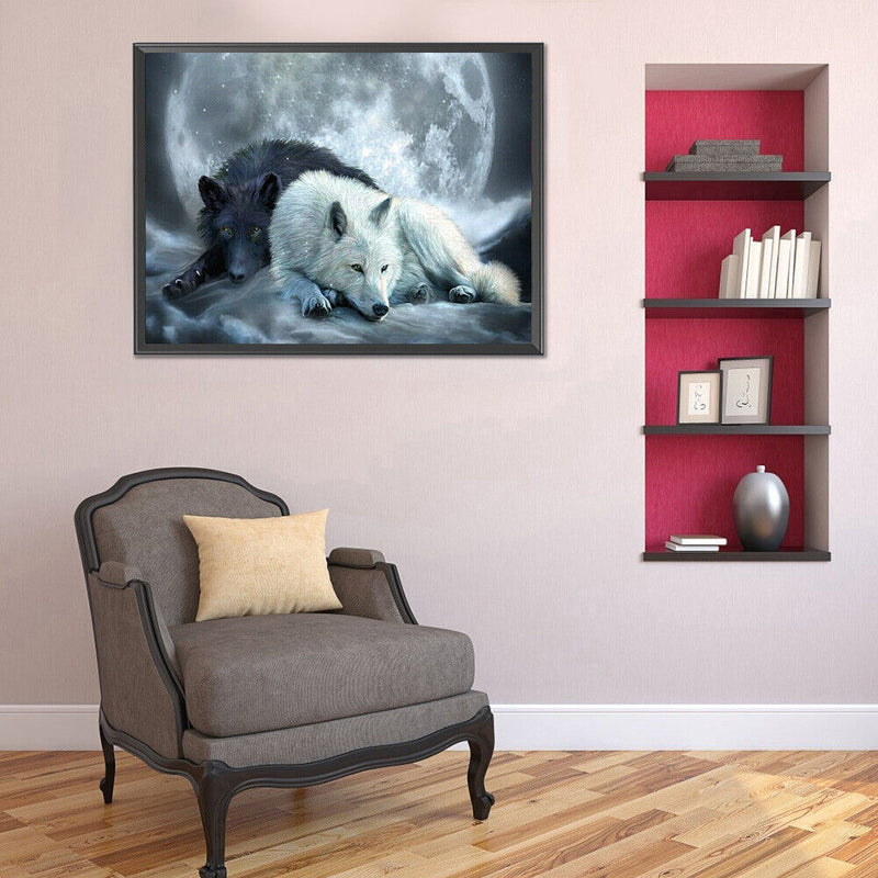 5D Diamond Painting Kit Wolf Full Round Drill Rhinestone DIY Wall Art Crafts Set