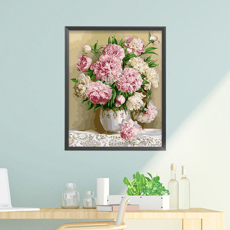 Peony Flower 30x40cm DIY Paint By Numbers Oil Painting Kits Canvas