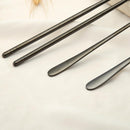 4pcs Stainless Steel Tableware Set Spoon Fork Chopsticks Gifts (Black) Newly