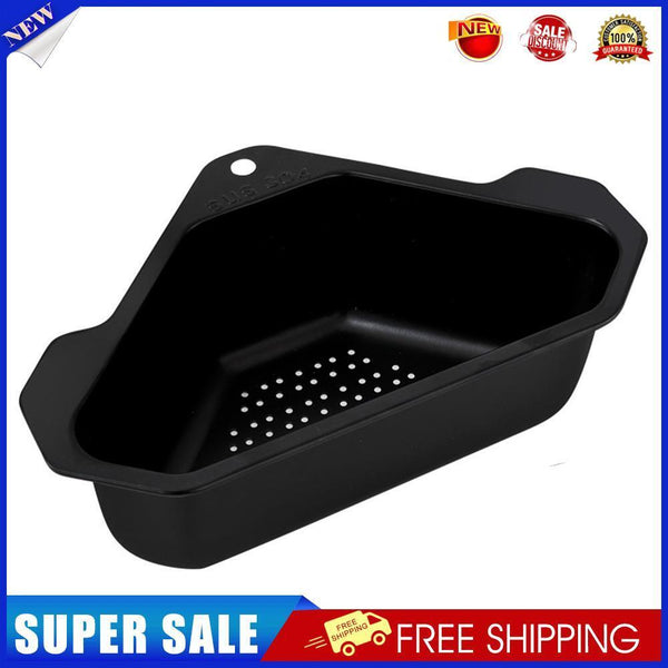 Steel Triangular Sink Strainer Kitchen Fruit Vegetable Drain Rack (Black)