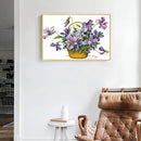 Partial Cross Stitch Kit Eco-cotton 2 Strands Stamped Purple Flower Home Decor