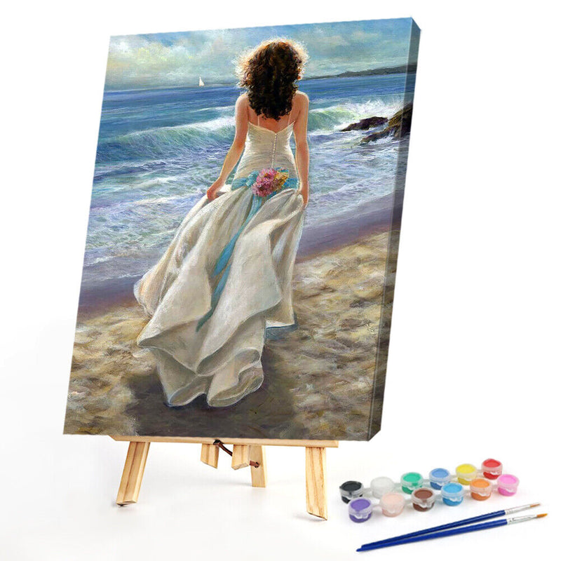 Girl Oil Paint By Numbers Kit DIY Acrylic Drawing Picture for Adults Home Decor