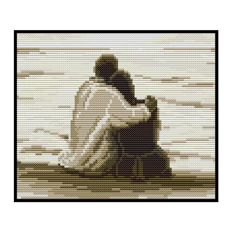 Home 14CT Counted Full Embroidery Set Sea Couples Needlework DIY Cotton Craft